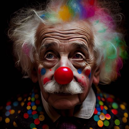 Albert Einstein as a clown, limited art print for sale