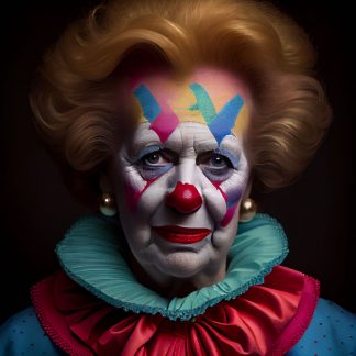 Brilliant prints, Margaret Thatcher as a clown, limited art print for sale