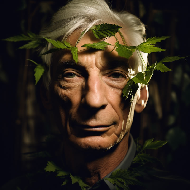 Charlie Watts with leaves, version 2, limited art print for sale